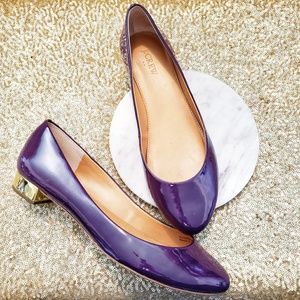 J. Crew Harper Patent Leather Flats with Gold Heel